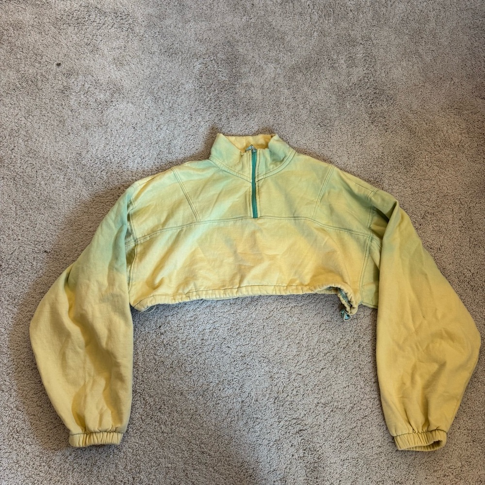 Urban Outfitters Yellow and Green Half-Zip Pullover